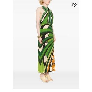 FARM Rio Vibrant Green and Orange Backless Dress
